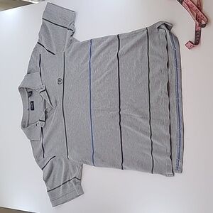 IZOD Men's Gray Striped Polo Shirt‎ - Size Medium